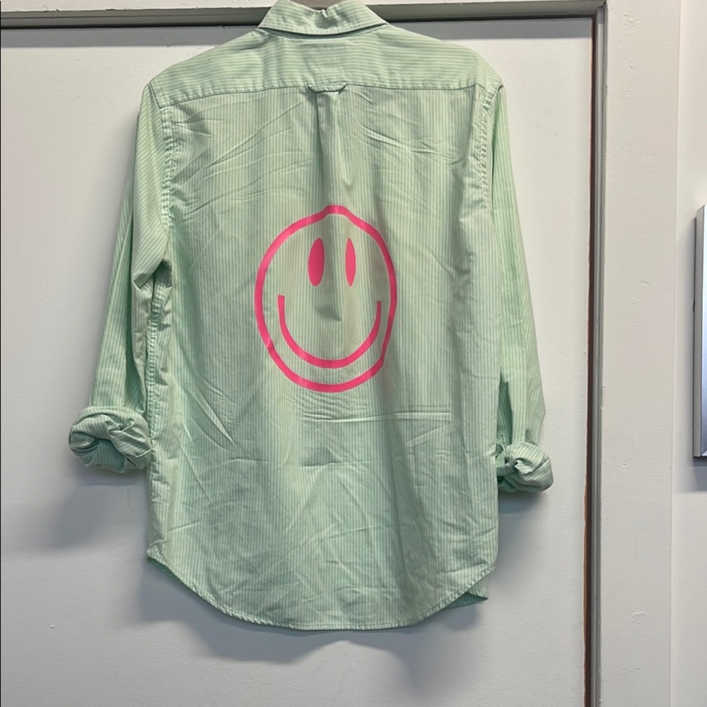Original Green Striped Shirt with Pink Smiley